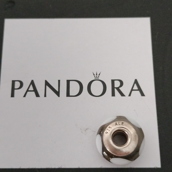 Pandora Retired Clear Murano Glass Bead with White Hearts - 790666 - Picture 3 of 6